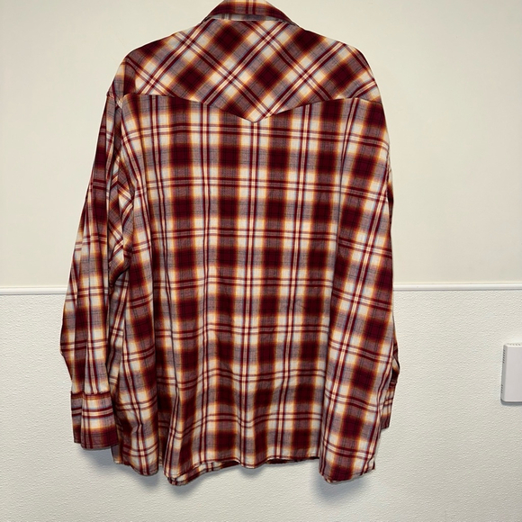 Men's Wrangler Western Fashion Pearl Snap Shirt 3XL Red Plaid Vintage - Picture 9 of 11